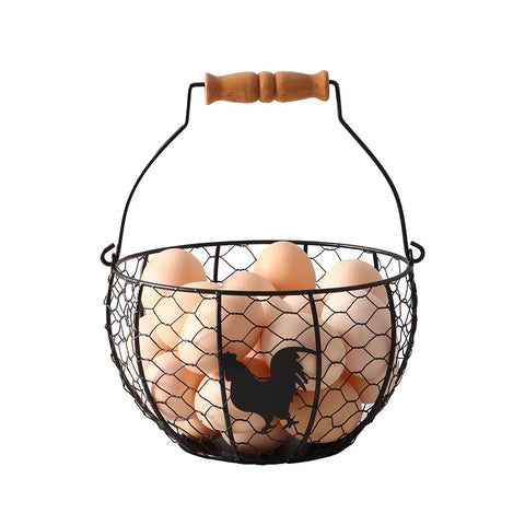 oskas fresh eggs collection basket with handle on counter keeps eggs organized and visible.