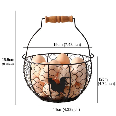 oskas vintage wire egg holder on countertop adds rustic charm while storing eggs.