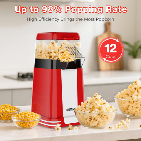 OSTBA popcorn maker top butter tray demonstrates easy drizzle for enhanced flavor.
