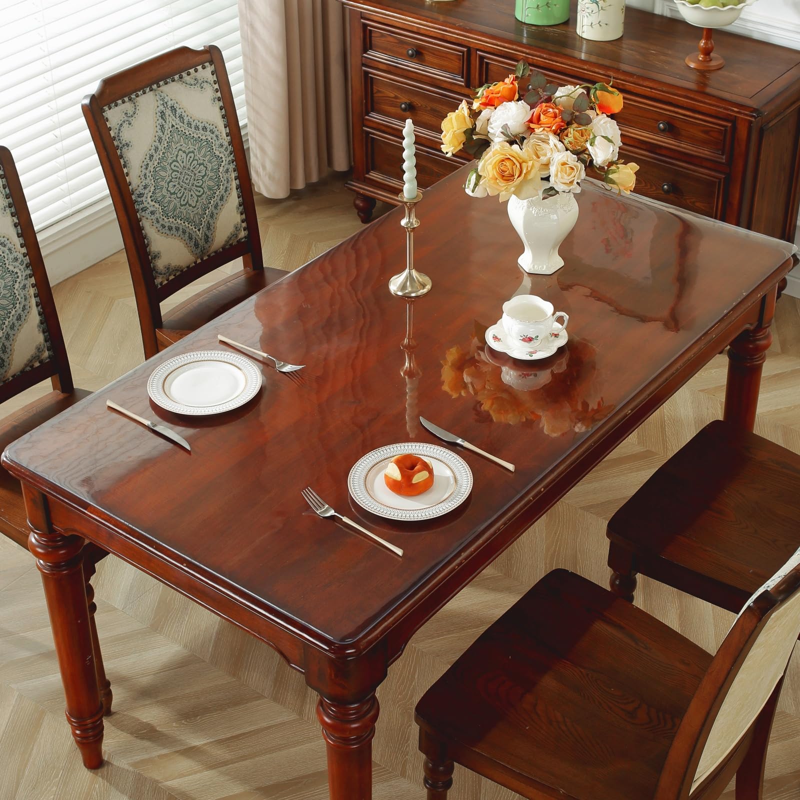 OstepDecor 1.5mm thick table protector highlighting durable, non-slip dining protection.