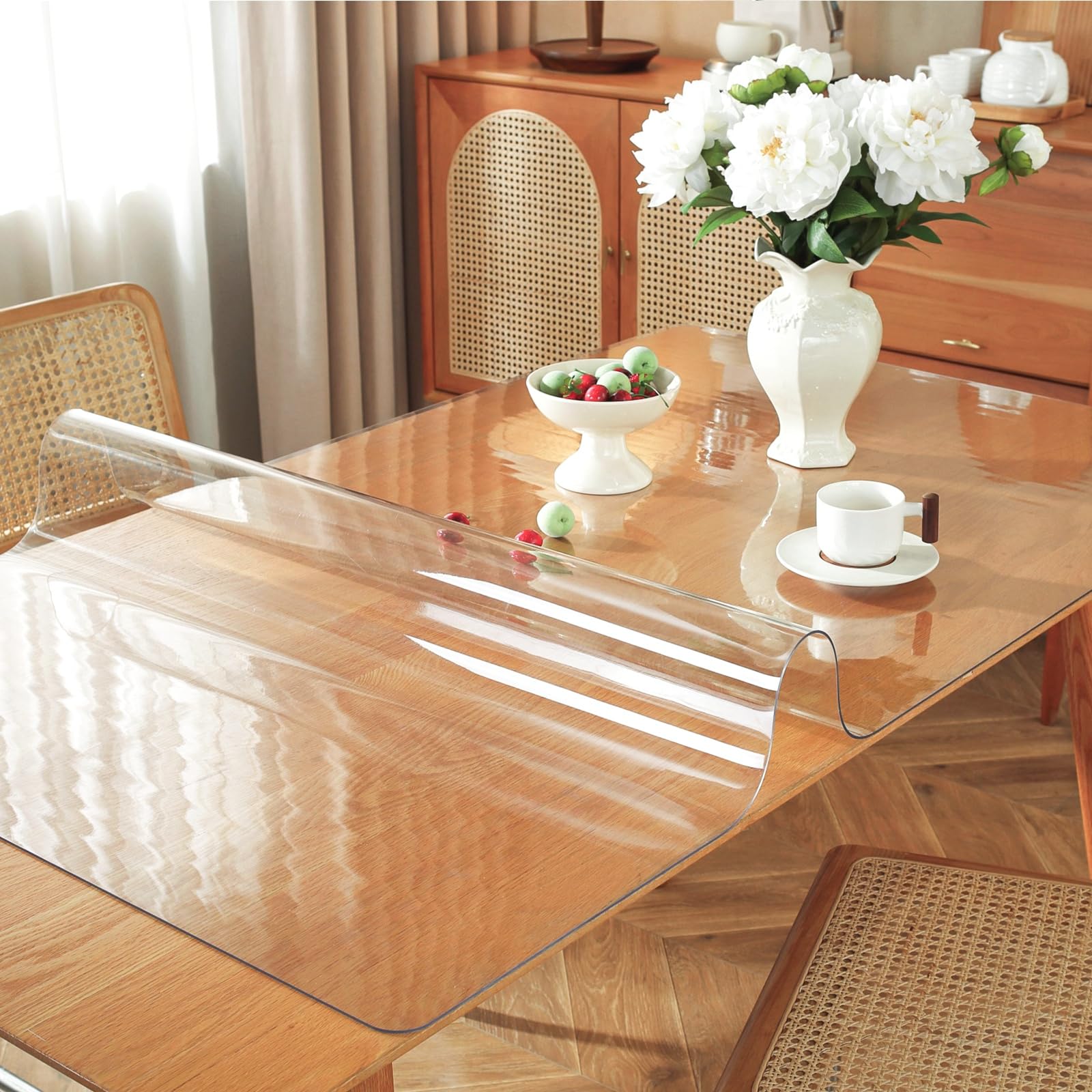 OstepDecor table protector preserves the natural wood grain while guarding against stains.