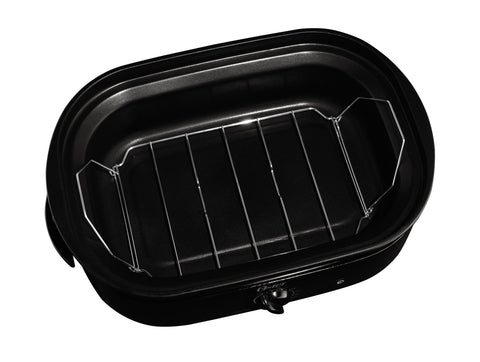 Oster CKSTRS18-BSB-W roaster pan and rack enabling even browning