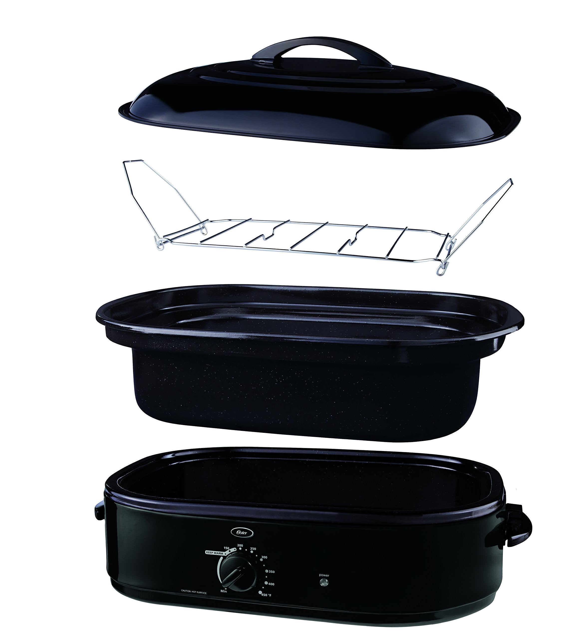 Oster CKSTRS18-BSB-W roaster with self-basting lid promoting moisture retention