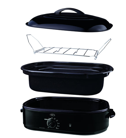 Oster CKSTRS18-BSB-W roaster with self-basting lid promoting moisture retention
