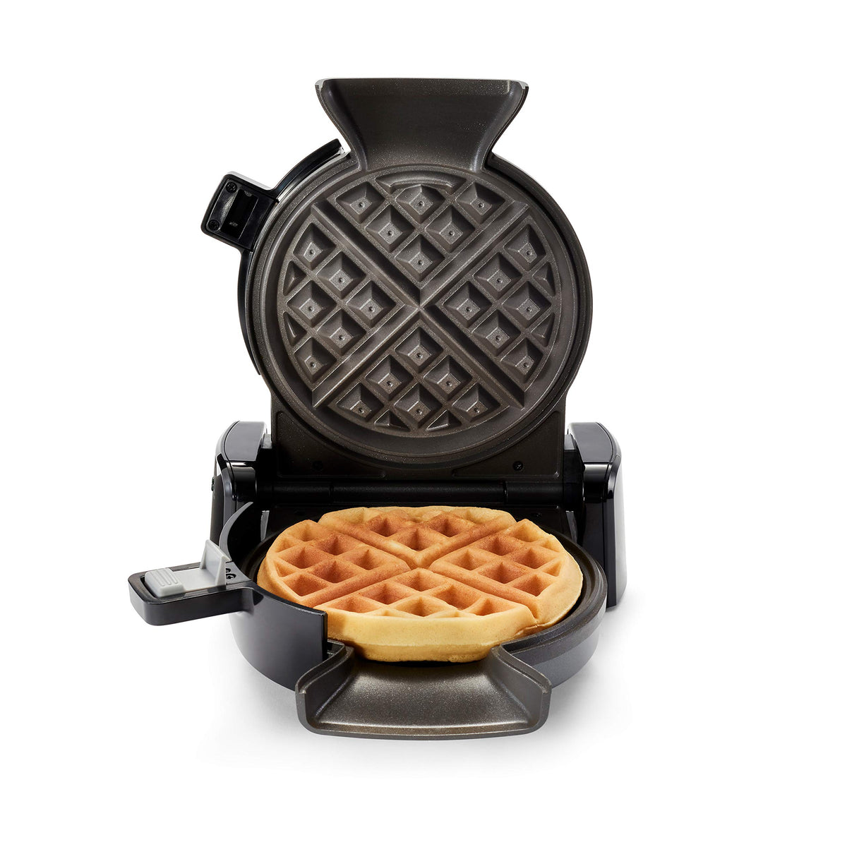 Oster DiamondForce vertical waffle maker front view, durable nonstick coating