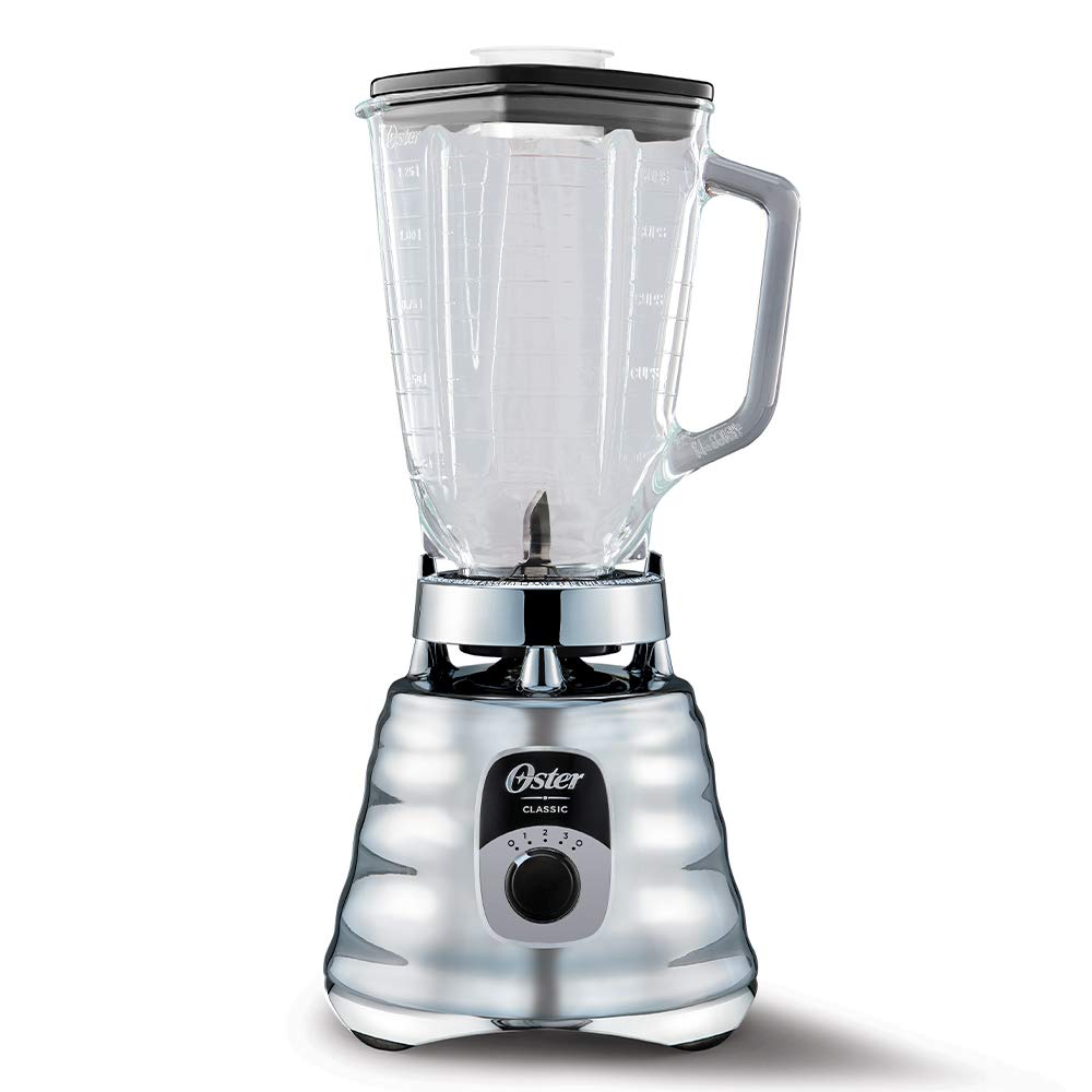 Oster Original 3-Speed Chrome Blender front view for quick beverages