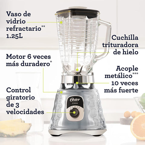 Oster Original 3-Speed Chrome Blender jar resists boiling ingredients