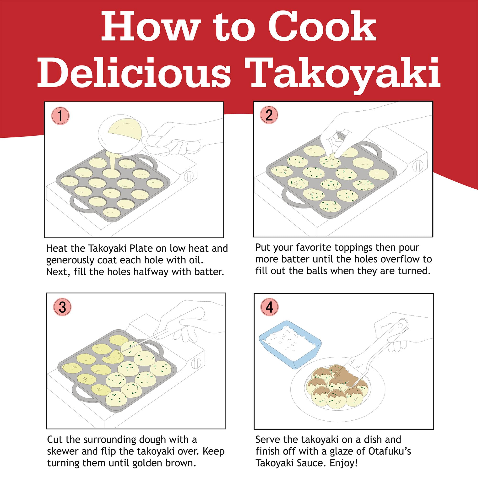 Otafuku takoyaki recipe included helps recreate authentic takoyaki at home.