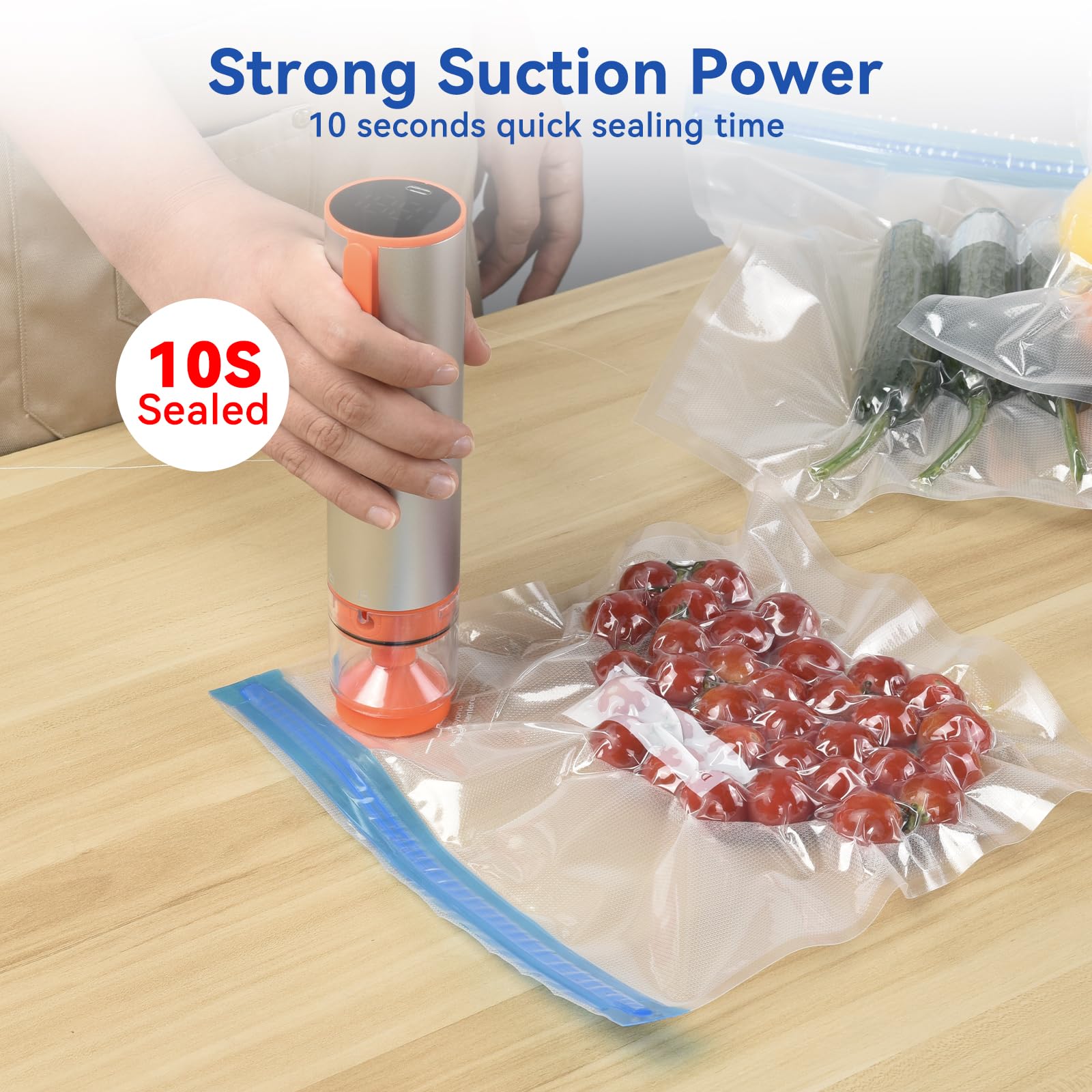 OTraki vacuum sealer with LED display indicating status for easy operation.