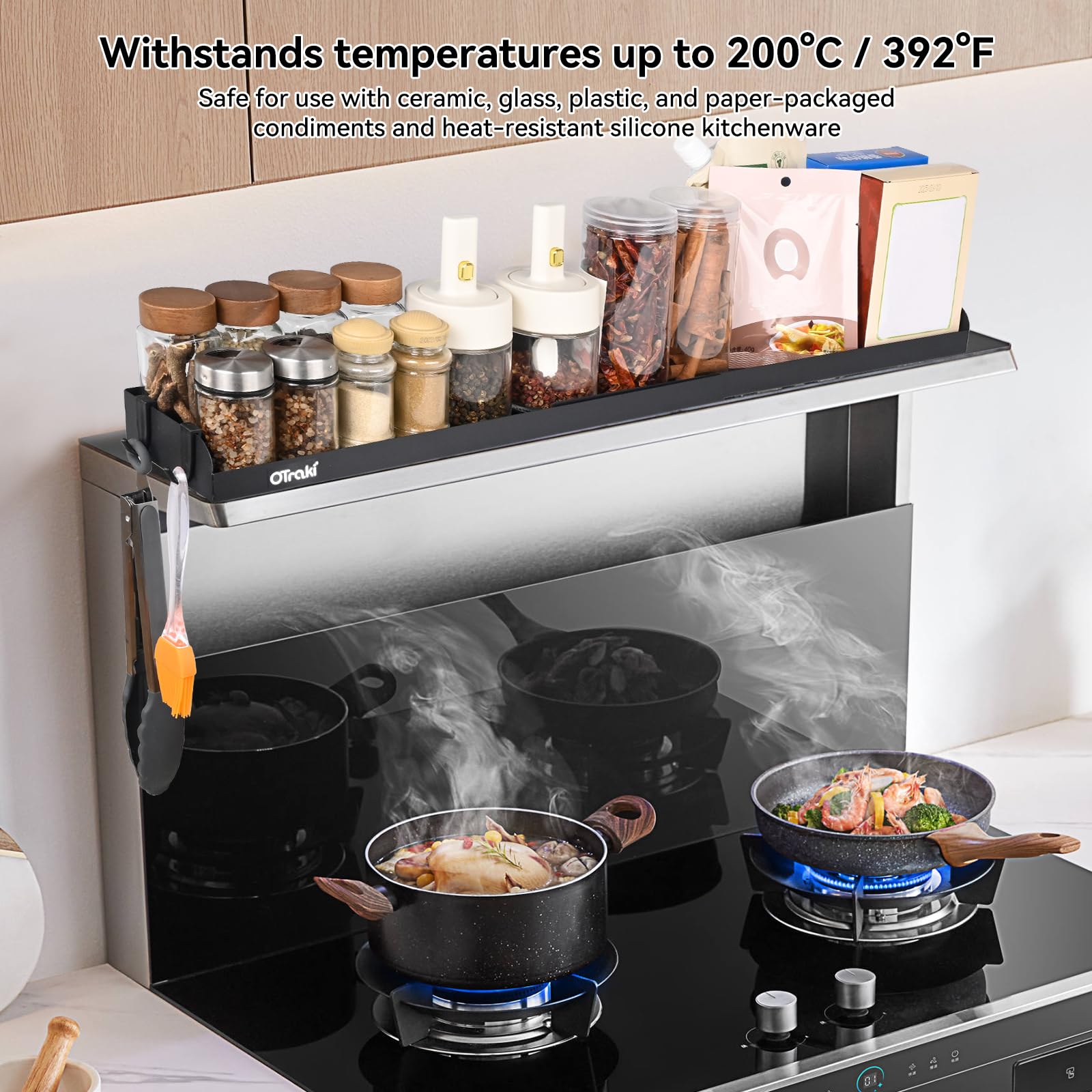 OTraki heat resistant spice rack safe up to 392F for daily use