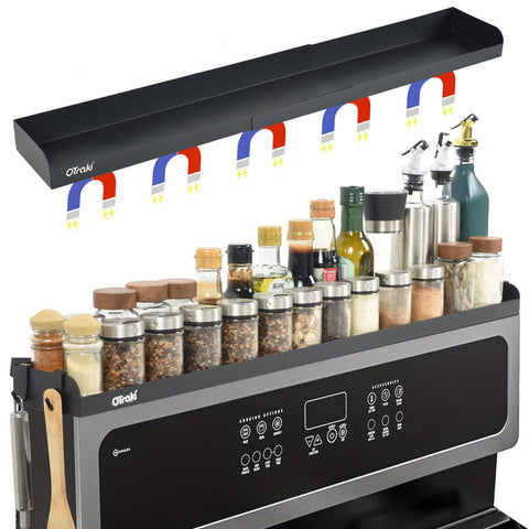 OTraki organized kitchen space preserves countertop while keeping condiments accessible