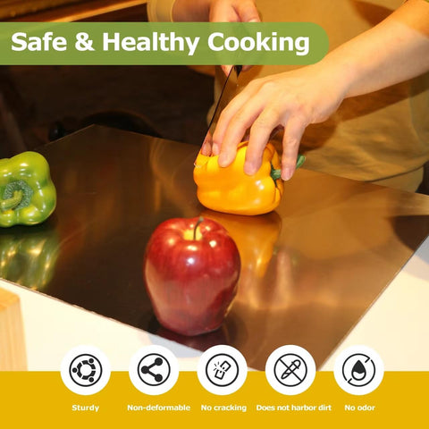 OTAVILEM dishwasher-safe metal cutting board cleans quickly after prep