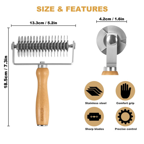 Otawe stainless steel blades ensure clean cuts for precise crusts.