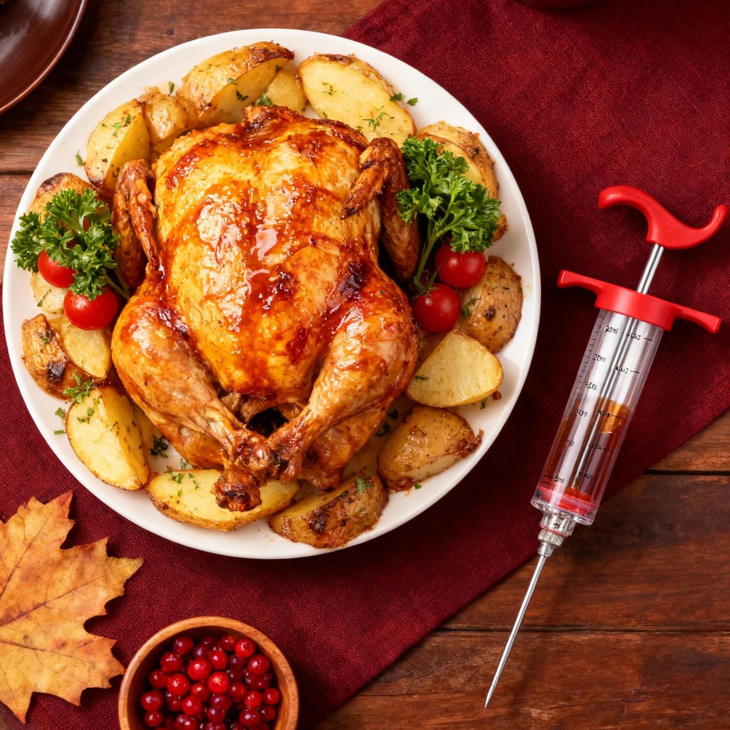 Otempo silicone suction bulb for easy basting and handling.