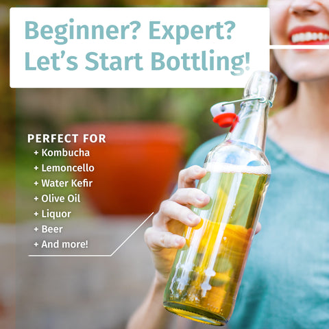 Otis Classic 16oz glass bottles with airtight swing caps and gaskets