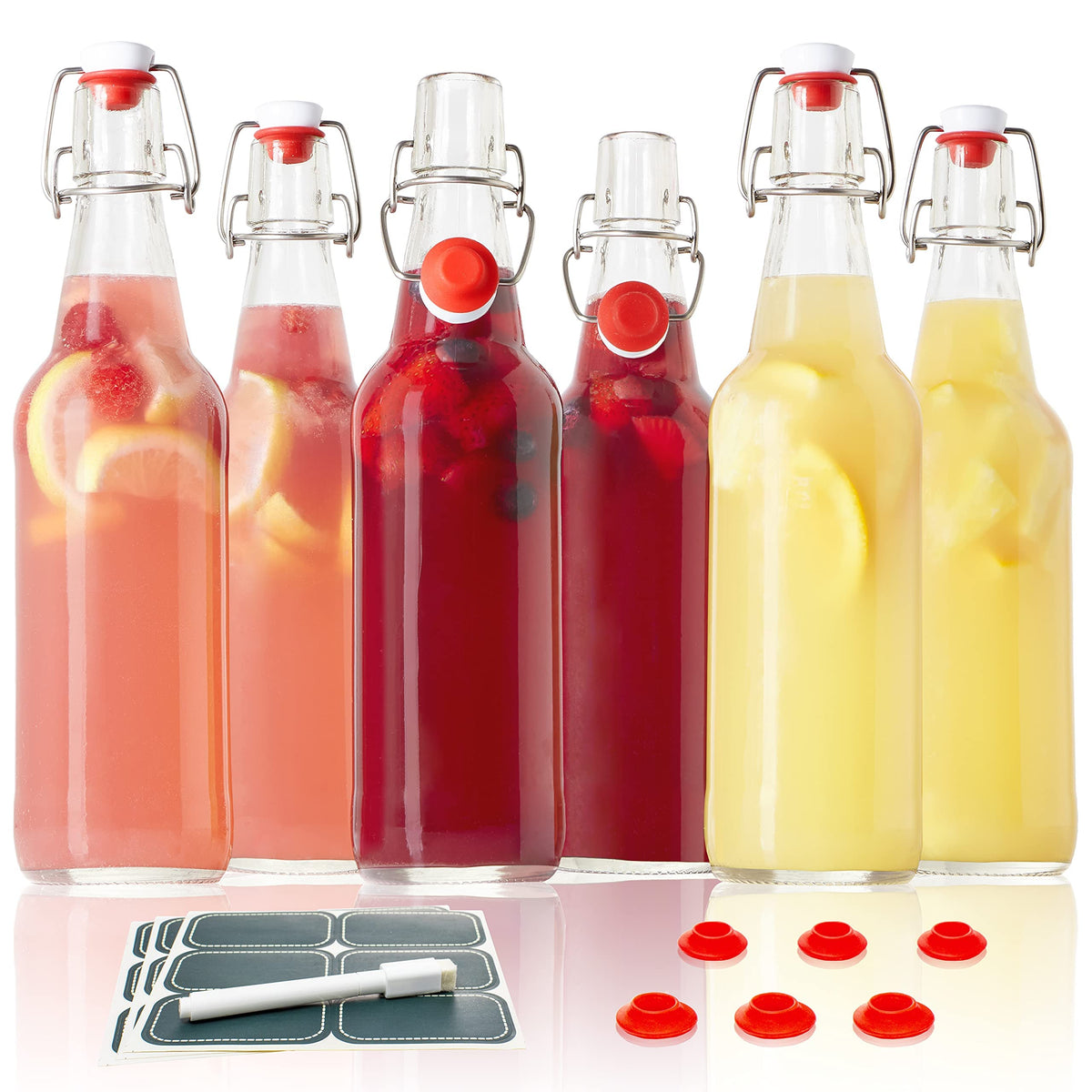 Otis Classic swing-top bottle closeup showing a secure seal for reusable storage.