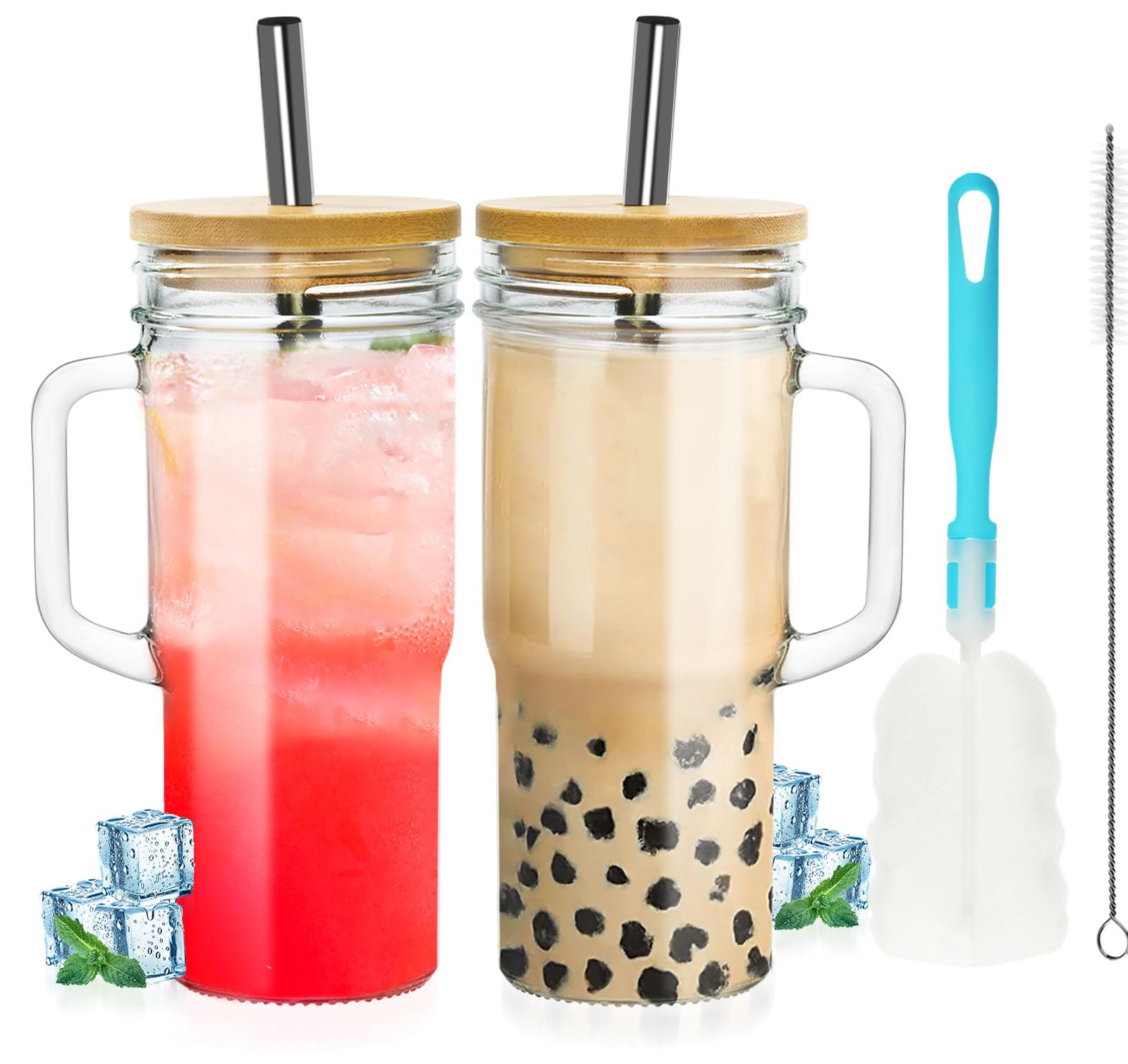 OTOB 2-pack glass tumbler 24oz clear for iced drinks and travel.