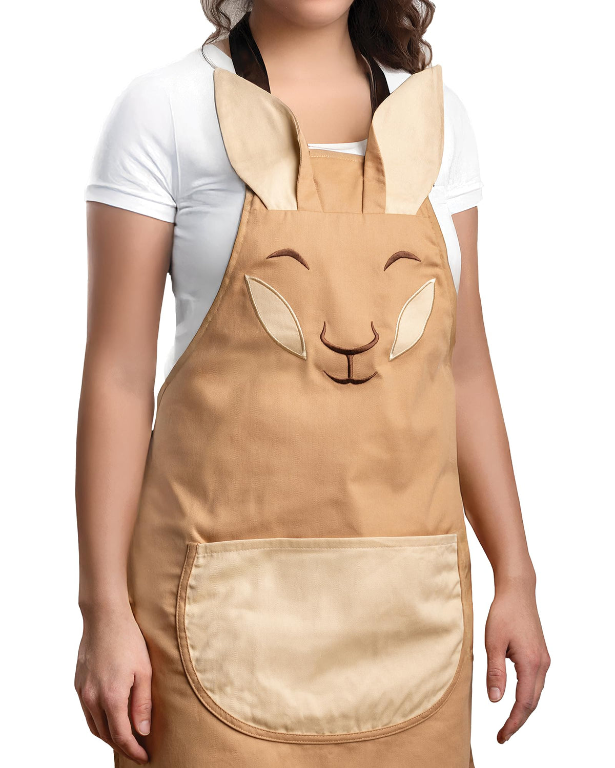 OTOTO Aproo brown cooking apron with kangaroo smile keeps utensils within reach