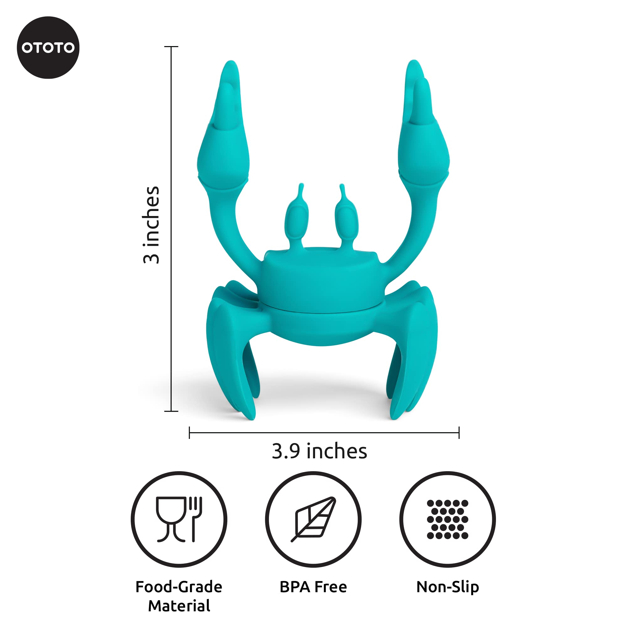 OTOTO Aqua the Crab non-slip silicone keeps spoons steady during cooking.