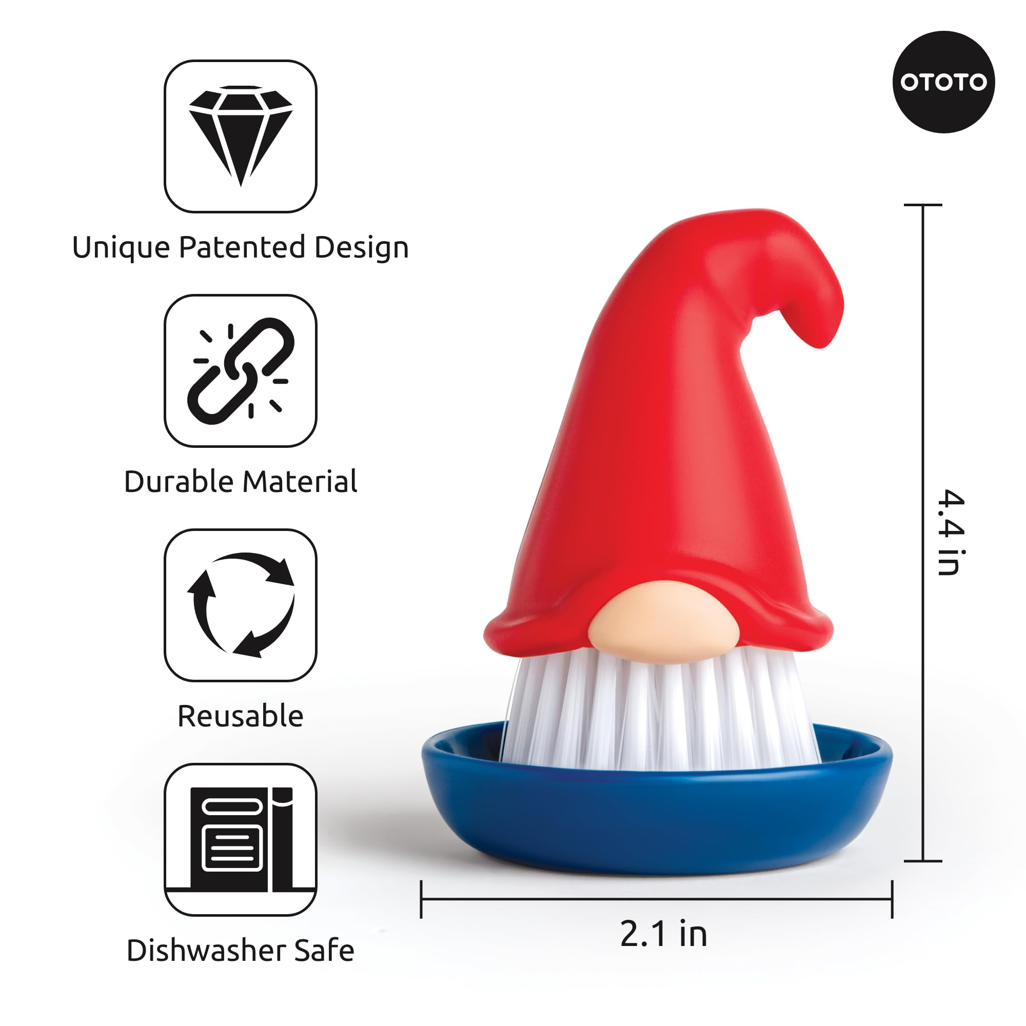 OTOTO Beardy Gnome kitchen accessory shows easy-clean plastic material