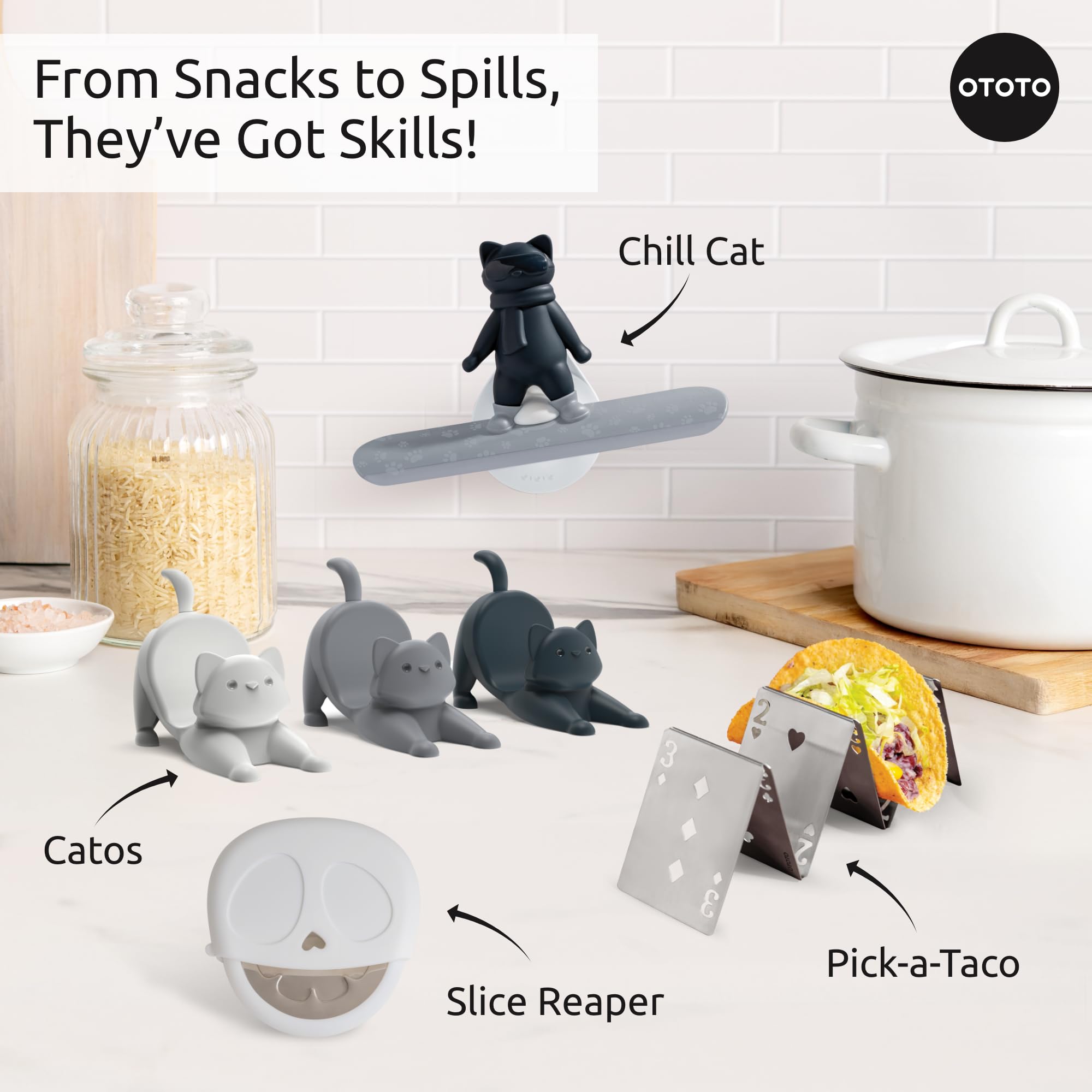 OTOTO Catos taco holder set 3 gift idea for taco lovers and cat fans.