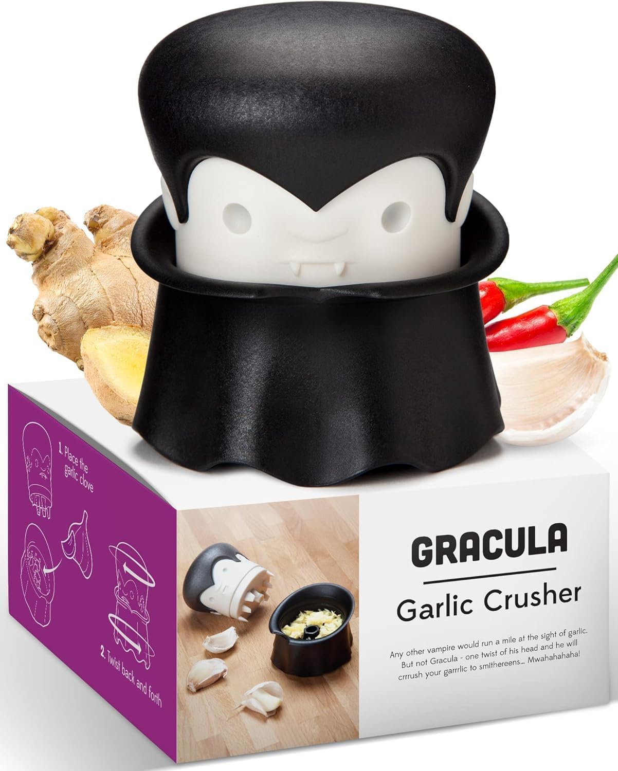 OTOTO Gracula garlic crusher with twist top for quick, mess-free mincing