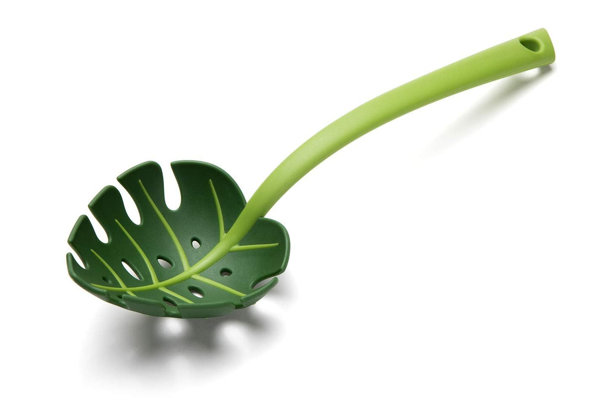 OTOTO Jungle Spoon Monstera Ladle hero shot highlights leaf design for nonstick pans
