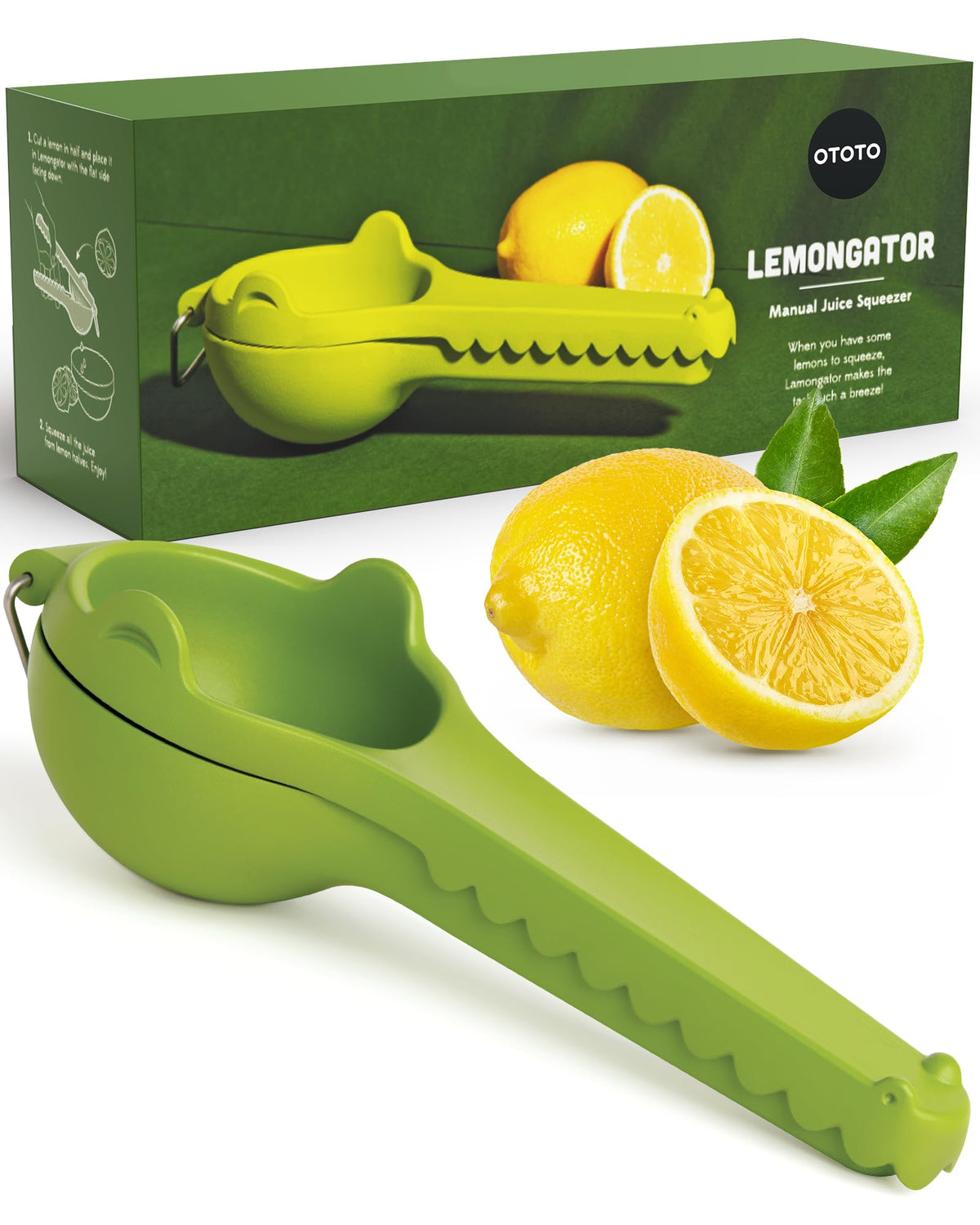 OTOTO Lemongator lemon juicer hand press in use for quick citrus juice extraction