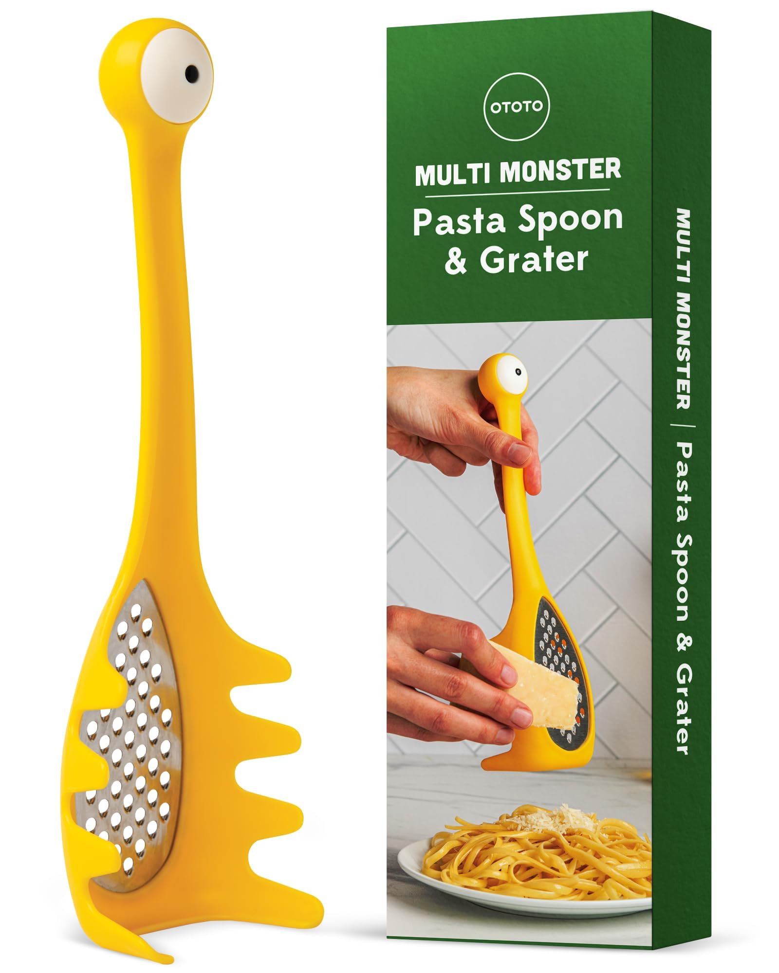 OTOTO Multi Monster pasta spoon and cheese grater for quick cheese and pasta tasks.