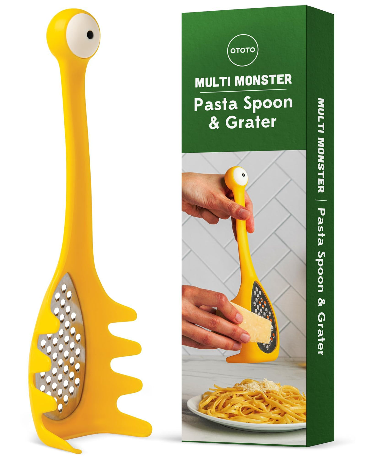 OTOTO Multi Monster pasta spoon and cheese grater for quick cheese and pasta tasks.