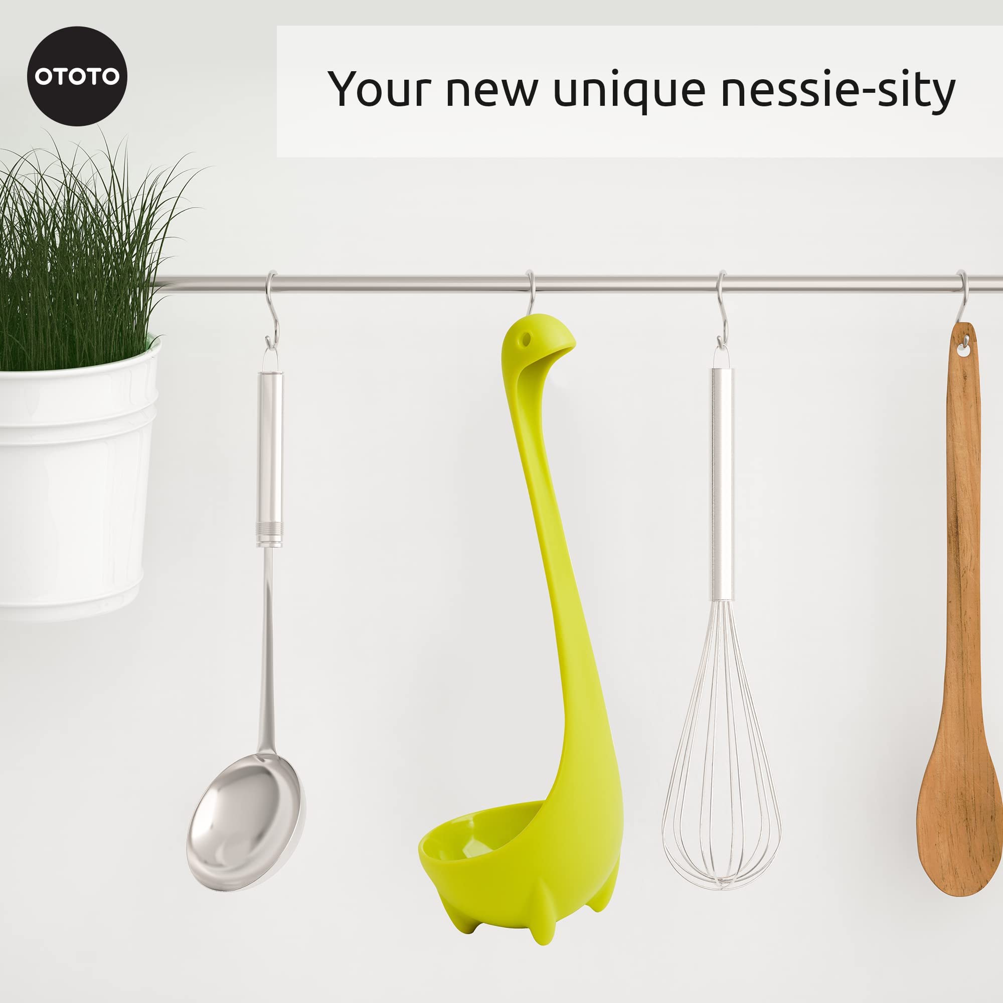 Dishwasher safe Nessie ladle for quick cleanup