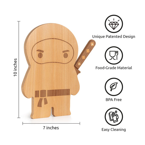 OTOTO Ninja Board wooden surface protects blades while you slice.