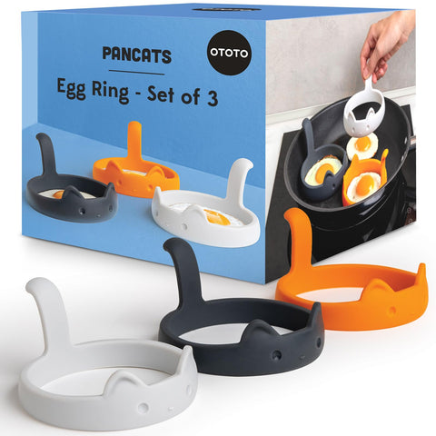 OTOTO PanCats egg ring set of 3 in silicone for non-stick frying.