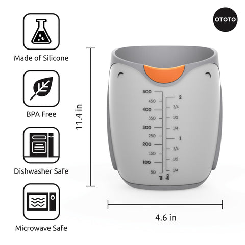 OTOTO Penny Penguin measuring cup is dishwasher-safe for quick cleanup after cooking.
