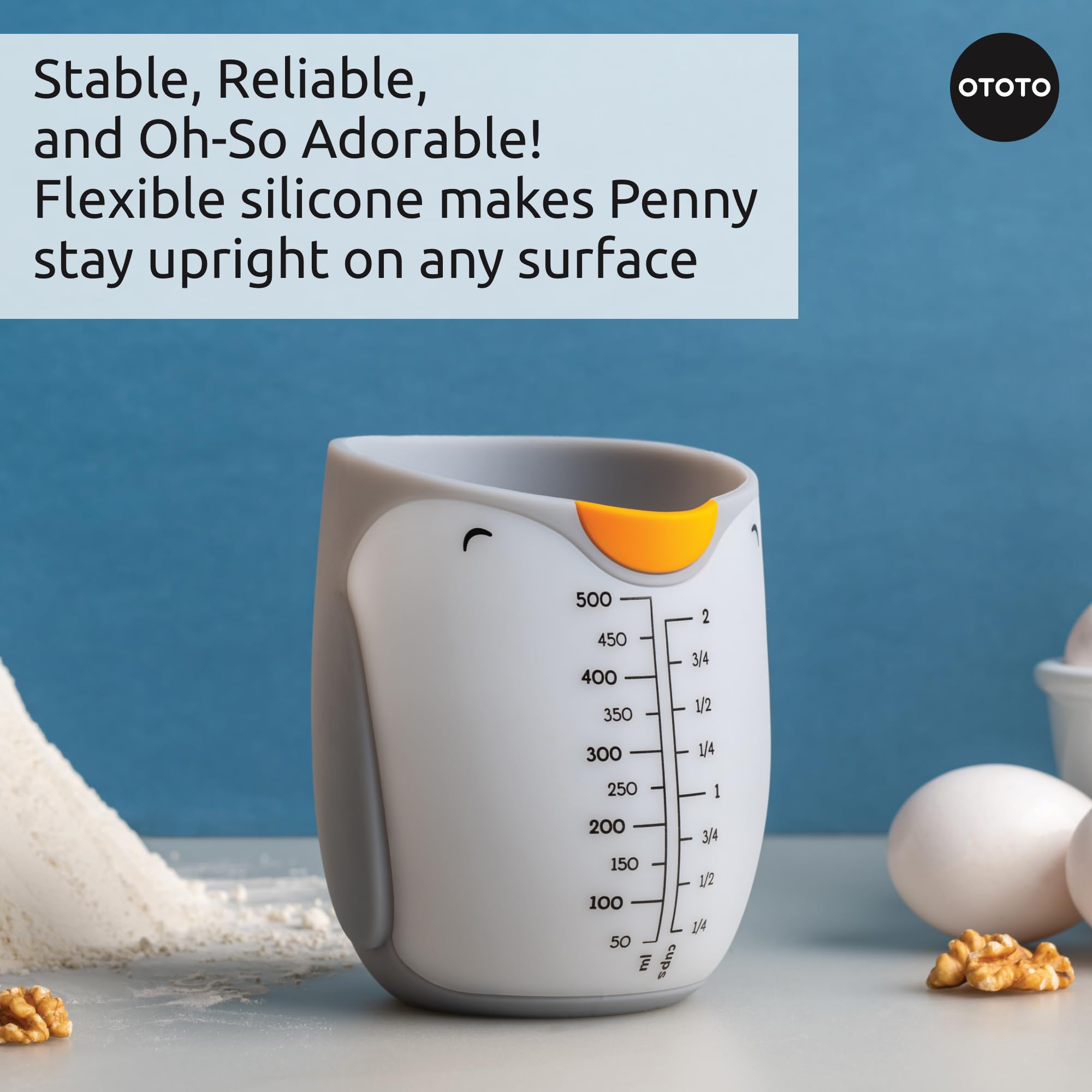 OTOTO Penny Penguin silicone cup is microwave-safe and easy to heat ingredients safely.