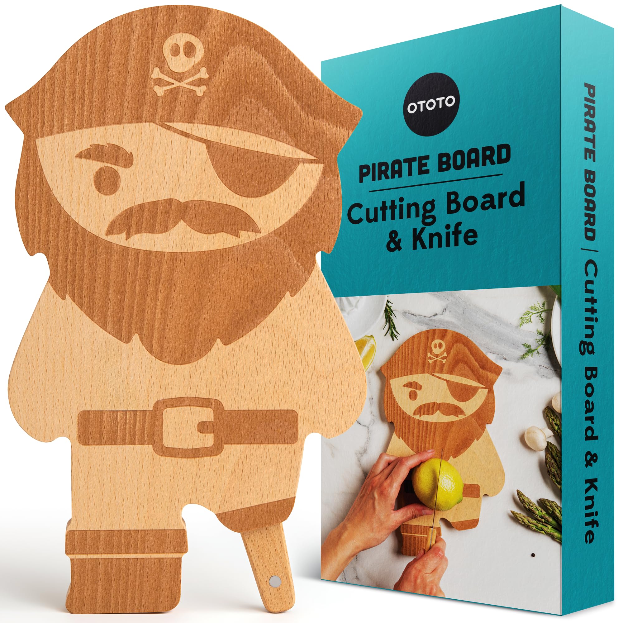 OTOTO pirate cutting board peg leg, compact prep surface for quick chopping