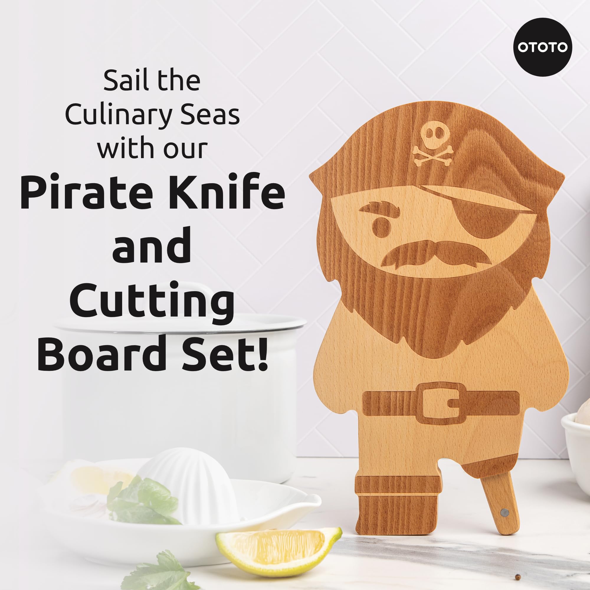 OTOTO pirate cutting board wood grain, durable surface for precise slicing