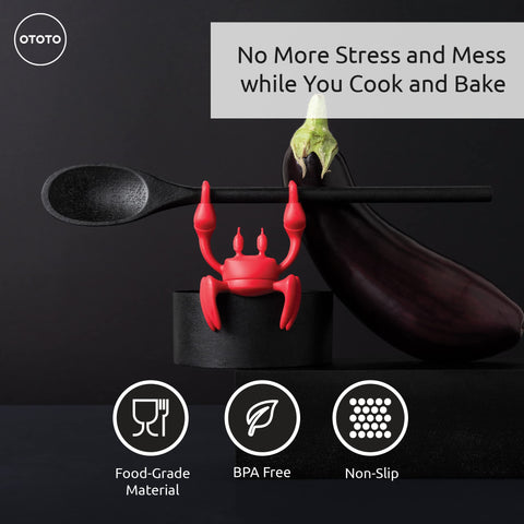 OTOTO Red the Crab heat-resistant silicone supports utensils safely