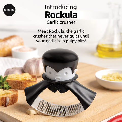 OTOTO Rockula showcases a durable stainless steel body for reliable garlic crushing