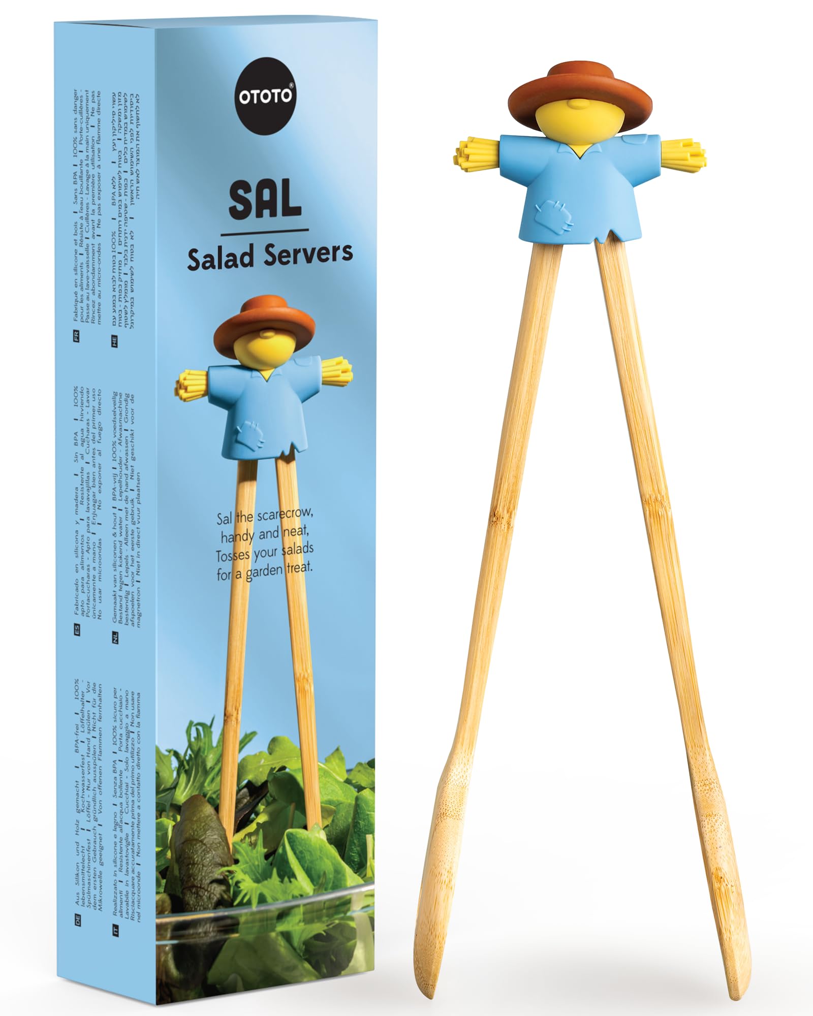 OTOTO Sal Scarecrow Salad Tongs blue finish for chic salad serving