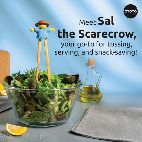 OTOTO Sal Scarecrow Salad Tongs blue for toaster tasks and greens