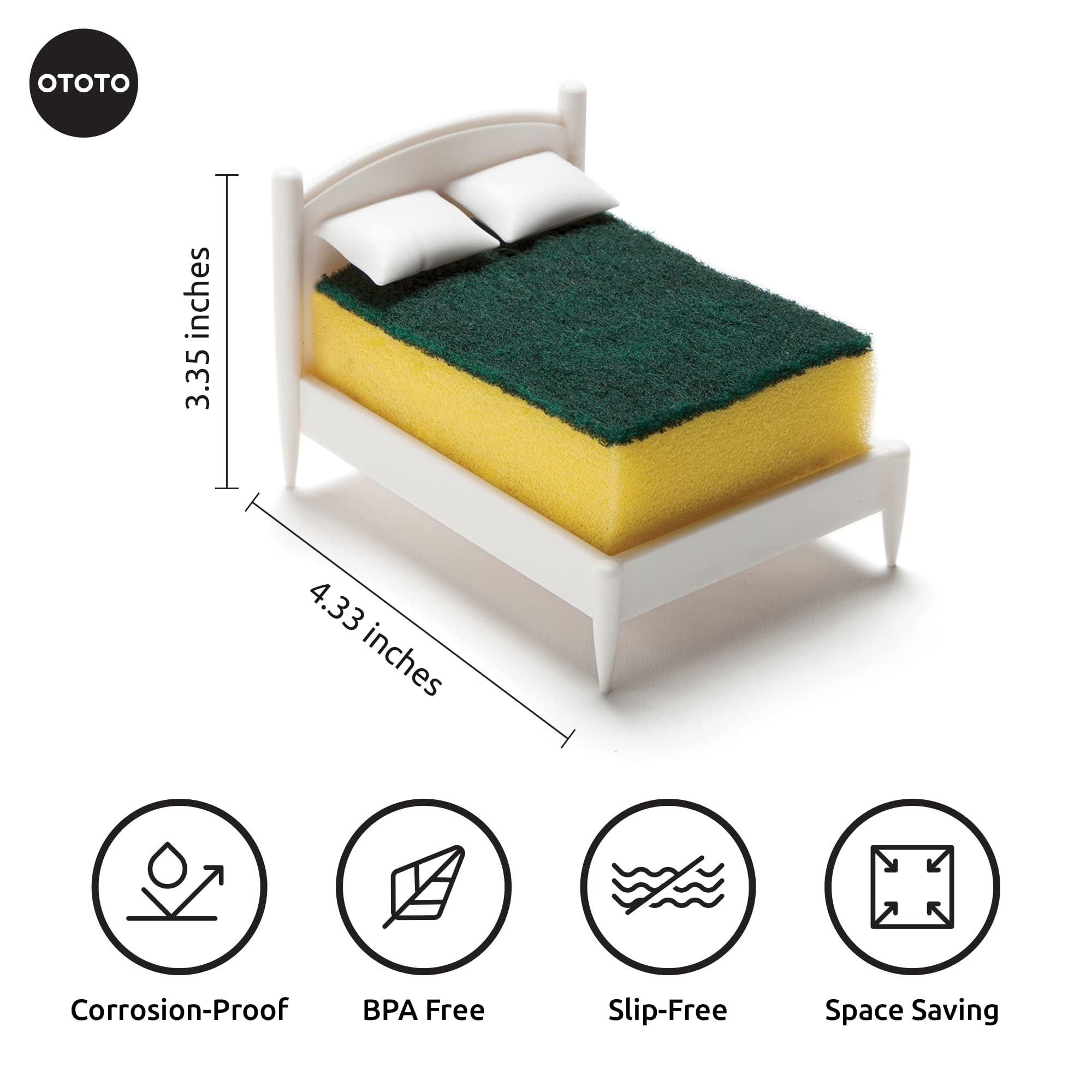 OTOTO sponge holder sink drainage design promotes quick air drying