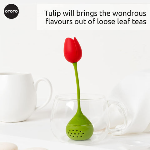 Dishwasher-safe Tulip infuser from OTOTO for quick cleanup.