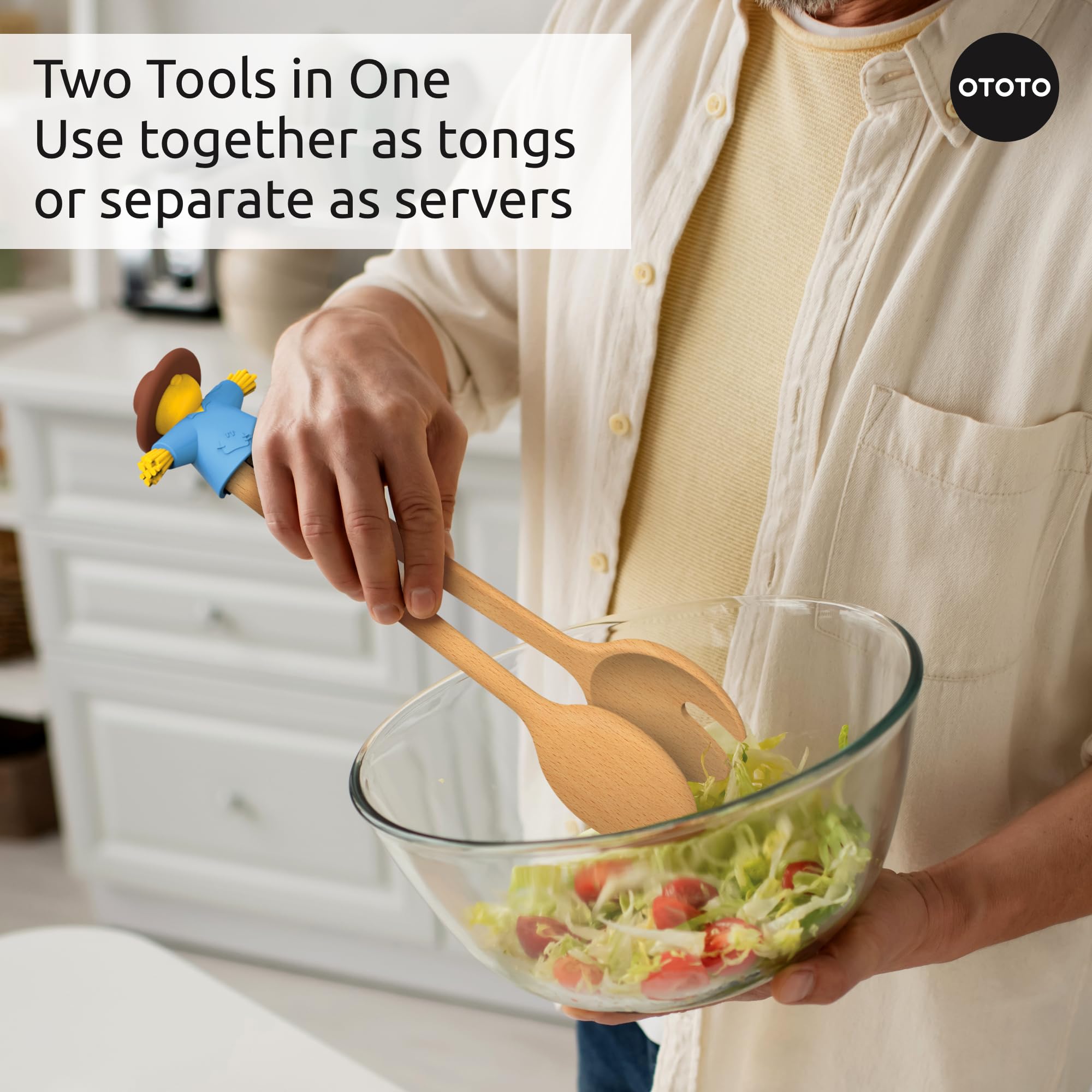 OTOTO two-in-one salad servers blue for flexible serving