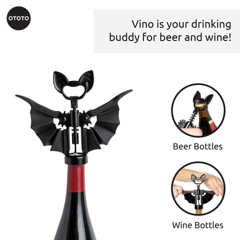 OTOTO Vino Spooky Bat wings design highlighting playful kitchen gadget.