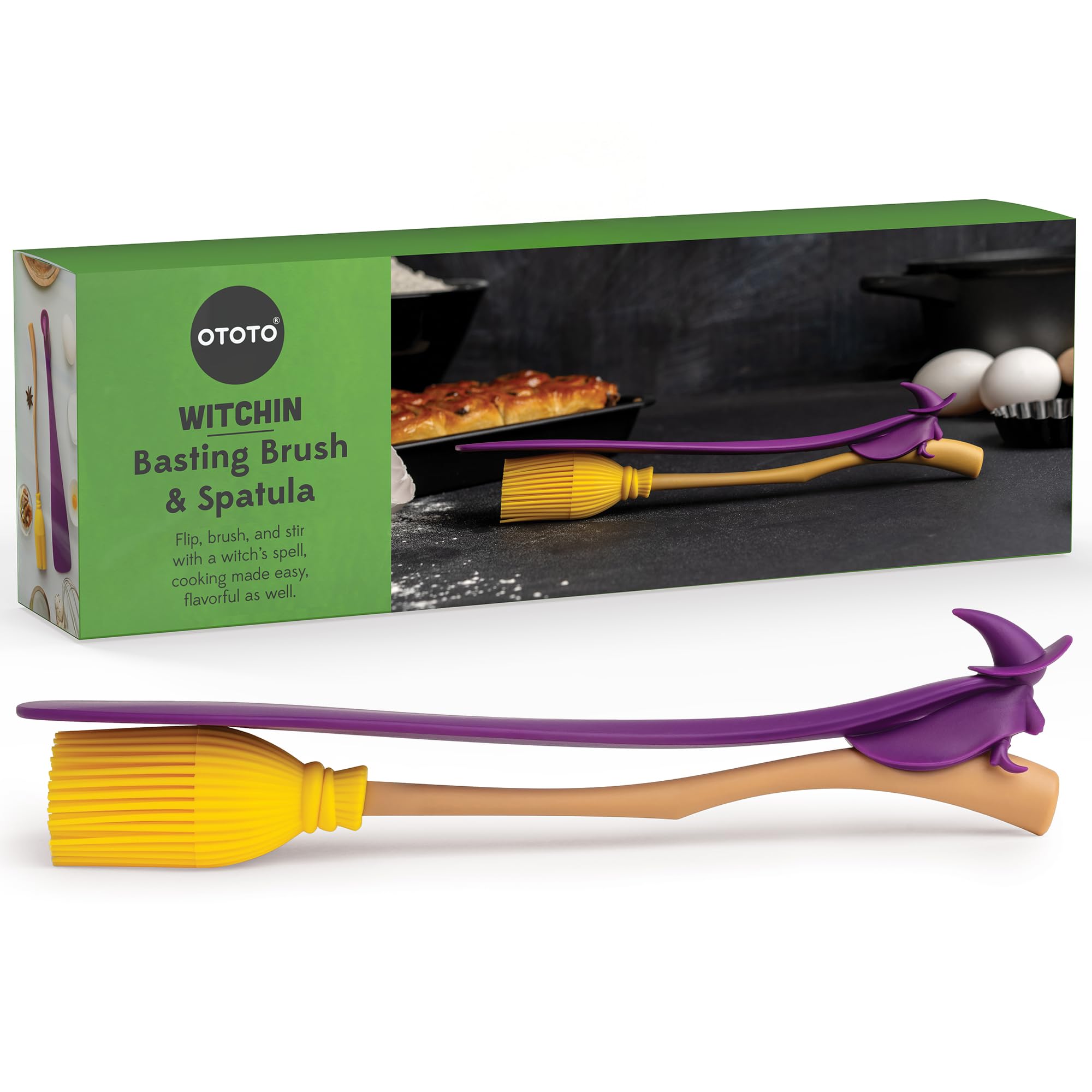 OTOTO Witchin pastry brush on a broom for precise basting and glazing
