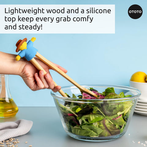 OTOTO wooden tongs with silicone head blue, durable and cool