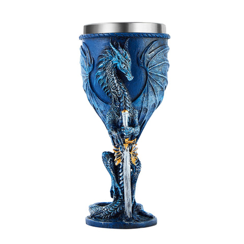 Ottalent blue dragon goblet front view, ideal for tabletop display and gifting.