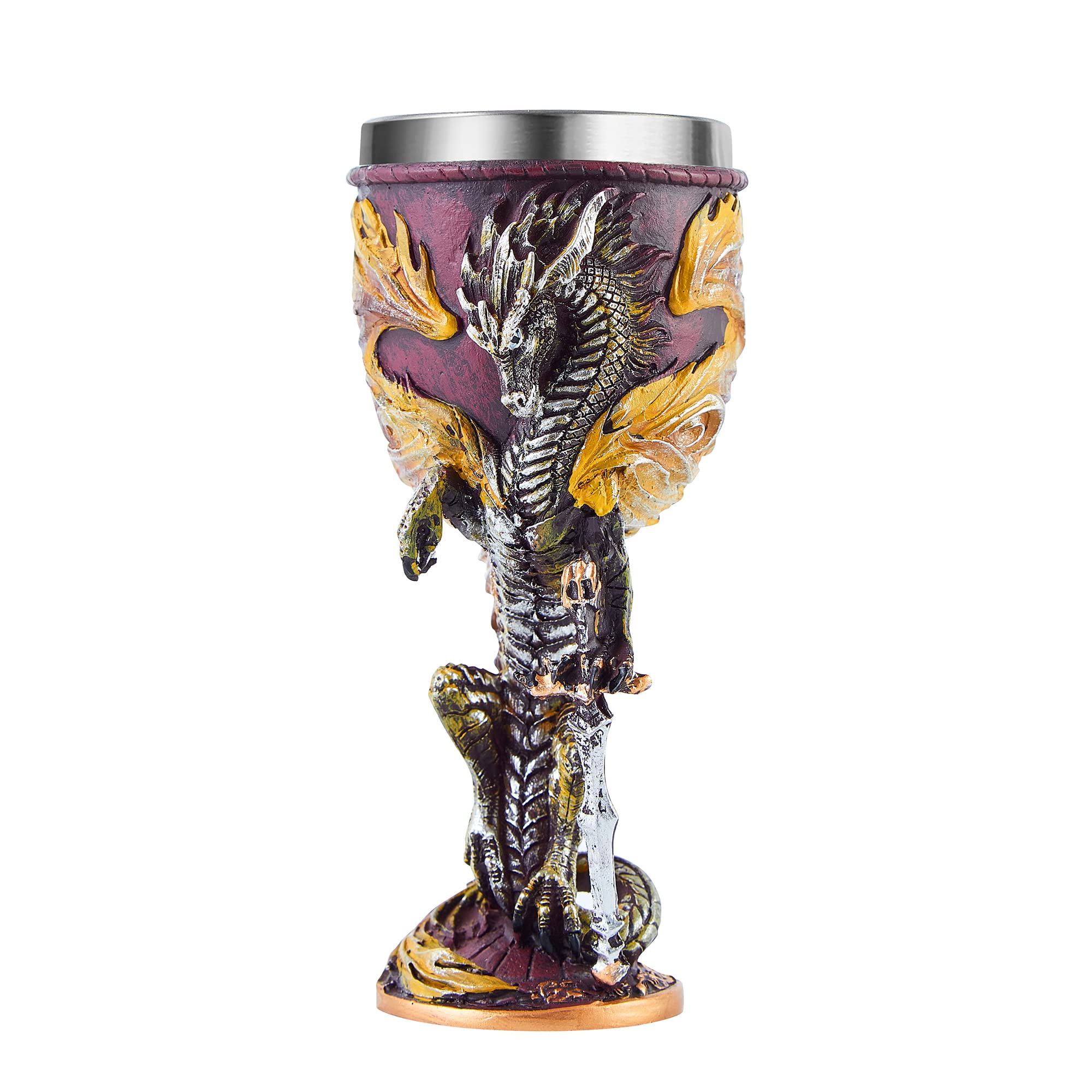 Ottalent Flame Dragon Goblet front view with steel insert, ideal for tabletop adventures