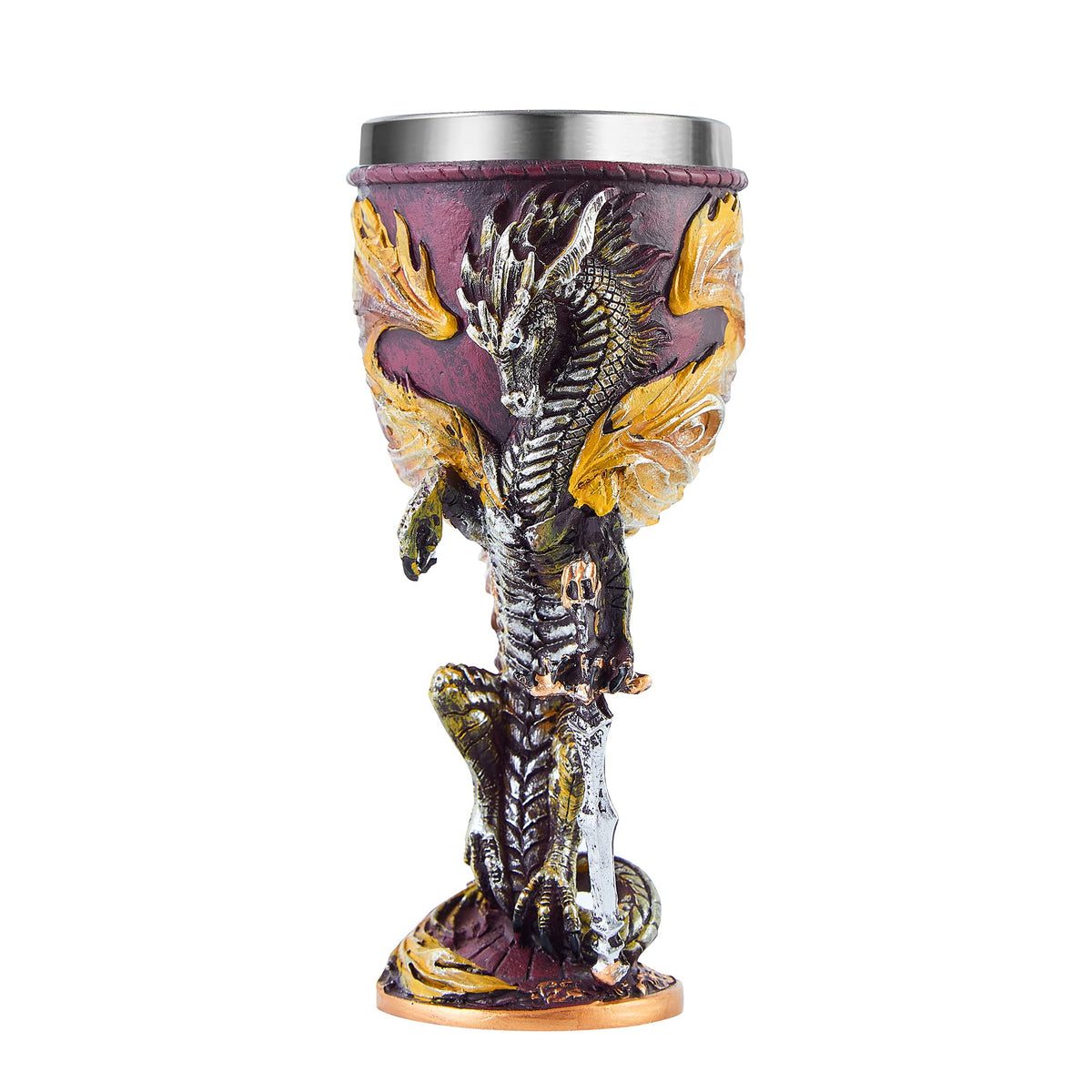 Ottalent Flame Dragon Goblet front view with steel insert, ideal for tabletop adventures